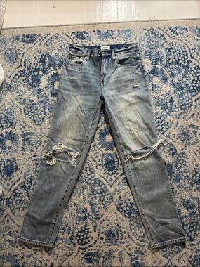 pistola Distressed Straight Leg Jeans in Light Blue